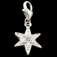Zinc Alloy Lobster Clasp Charm, Star of David, silver color plated, Judaism Jewelry & with rhinestone, nickel, lead & cadmium free Approx 