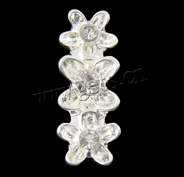Zinc Alloy Spacer Bar, Flower, plated, 3-strand & with rhinestone, more colors for choice, 17x7x4mm, Hole:Approx 1mm, Sold By PC