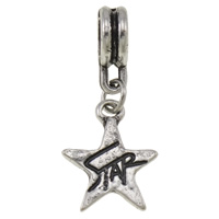 Zinc Alloy European Pendants, Star, plated, with letter pattern nickel, lead & cadmium free Approx 4.5mm 