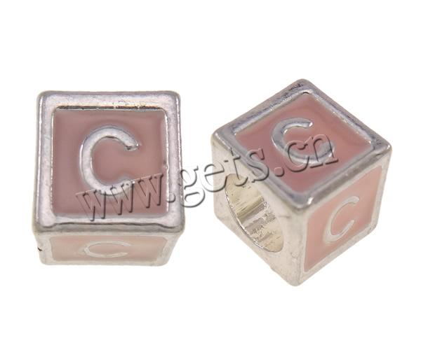 Zinc Alloy European Alphabet Beads, Cube, plated, Customized & with letter pattern & without troll & enamel, more colors for choice, 7mm, Hole:Approx 5mm, Sold By PC