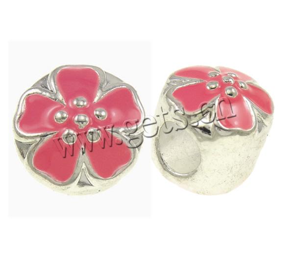 Enamel Zinc Alloy European Beads, Flower, plated, Customized & without troll, more colors for choice, 11x12mm, Hole:Approx 5mm, Sold By PC