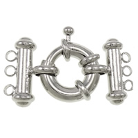 Brass Spring Ring Clasp, platinum color plated, with connector bar & , nickel, lead & cadmium free Approx 2.5mm 