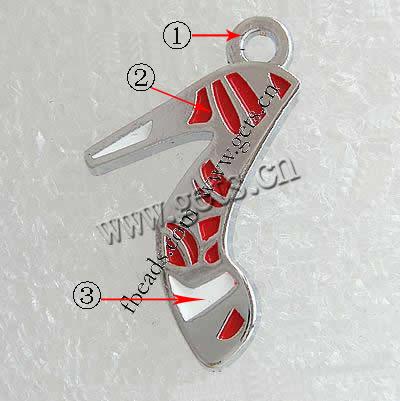 Zinc Alloy Shoes Pendants, with enamel, plated, enamel, more colors for choice, 24x13x2mm, Hole:Approx 2mm, Sold By PC