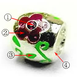 Enamel Zinc Alloy European Beads, Drum, plated, large hole, more colors for choice, 10x8mm, Sold By PC