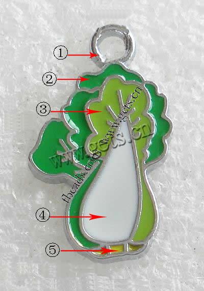 Zinc Alloy Enamel Pendants, Cabbage, plated, more colors for choice, 21x15x2mm, Hole:Approx 3mm, Sold By PC