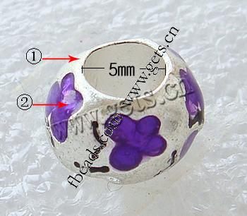 Enamel Zinc Alloy European Beads, Drum, plated, large hole, more colors for choice, 9x7mm, Hole:Approx 5mm, Sold By PC