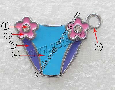 Garment Shaped Zinc Alloy Pendants, plated, enamel, more colors for choice, 22x17x1.1mm, Hole:Approx 2.8mm, Sold By PC