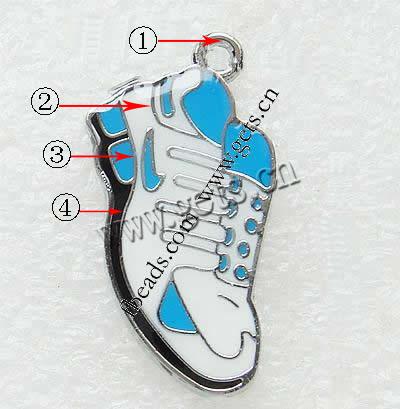 Pendentifs de chaussures en alliage de zinc, avec émail, Placage, émail, plus de couleurs à choisir, 27x28x2mm, Trou:Environ 2mm, Vendu par PC