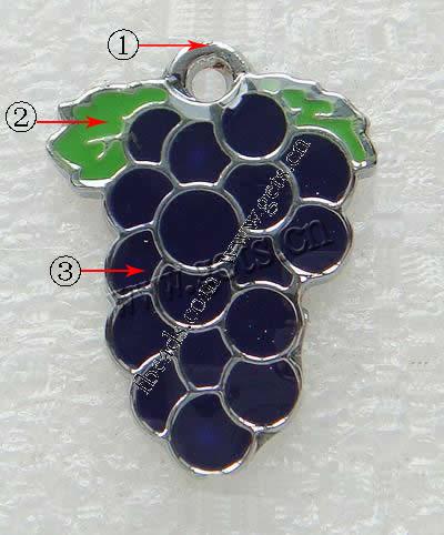 Pendentifs émail, alliage de zinc, raisin, Placage, plus de couleurs à choisir, 26x20x2mm, Trou:Environ 2mm, Vendu par PC