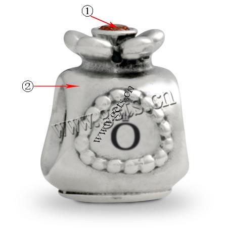 Strass Zink Legierung Europa Perlen, Zinklegierung, plattiert, ohne troll & mit Strass, keine, 14x10mm, Bohrung:ca. 4.5mm, verkauft von PC
