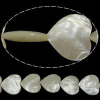 天然白いシェル・ビーズ, 白い貝, フラットハート 穴:約 1mm, 長さ:約 15.5 インチ, 18パソコン/ストランド, 売り手 ストランド