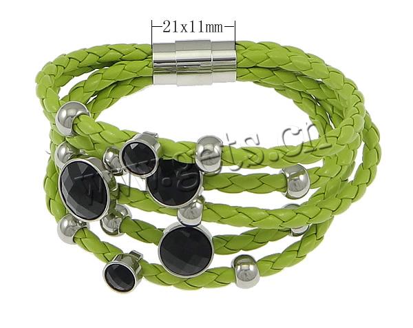 PU Schnur Armbänder, PU Leder, mit Acryl, Edelstahl Magnetverschluss, plattiert, binden & 5-litzig, keine, 18x18mm, 12x12mm, 21x11mm, 8x8mm, 5x8mm, 4mm, Länge:ca. 8 ZollInch, verkauft von Strang