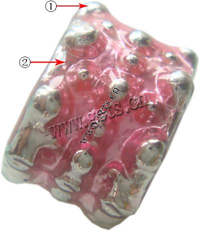 Enamel Zinc Alloy European Beads, Tube, plated, large hole, more colors for choice, 6x9mm, Hole:Approx 5mm, Sold By PC