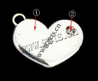 Zinc Alloy Heart Pendants, plated, more colors for choice, 14x20mm, Sold By PC
