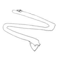 Collar de Acero Inoxidable, con 1.5Inch extender cadena, Corazón, chapado, cadena oval, más colores para la opción, longitud:aproximado 18 Inch, Vendido por Sarta