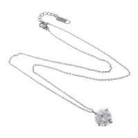 Stainless Steel Jewelry Necklace, with 1.5Inch extender chain, plated, oval chain & with rhinestone Approx 17 Inch 