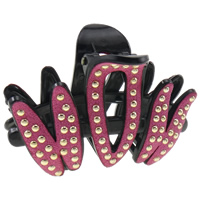 Acrylic Hair Claw Clip, with Velveteen & Aluminum, painted, pink 