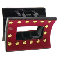 Acrylic Hair Claw Clip, with aluminum iron-on rhinestone & Velveteen, Rectangle, painted, red 