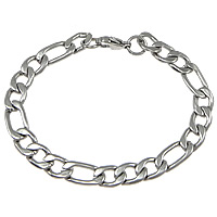 Stainless Steel Chain Bracelets, curb chain, original color  Approx 8 Inch 