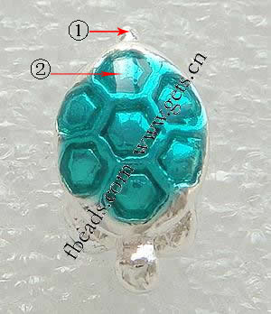 Émail Zinc Alloy European Beads, alliage de zinc, tortue, Placage, sans filetage & émail & grand trou, plus de couleurs à choisir, 13x8mm, Trou:Environ 4.5mm, Vendu par PC