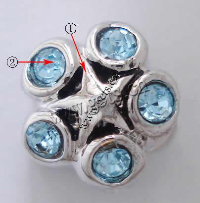 Rhinestone Zinc Alloy European Beads, Star, plated, without troll & with rhinestone, more colors for choice, 8x10mm, Hole:Approx 4.5mm, Sold By PC