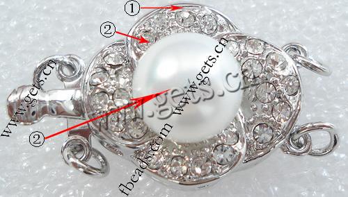 Zinc Alloy Box Clasp, Flower, plated, 2-strand, more colors for choice, 18x15mm, Sold By PC