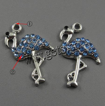 Czechic Rhinestone Pendants, Zinc Alloy, Animal, plated, with rhinestone, more colors for choice, 12x25mm, Sold By PC