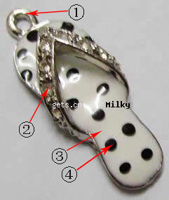 Zinc Alloy Shoes Pendants, with Rhinestone & enamel, plated, enamel, more colors for choice, 10x28mm, Sold By PC