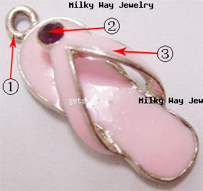 Zinc Alloy Shoes Pendants, with Rhinestone & enamel, plated, enamel, more colors for choice, 11x30mm, Sold By PC