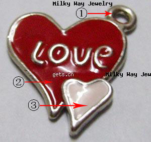 Zinc Alloy Enamel Pendants, Heart, word love, plated, more colors for choice, 19x21mm, Sold By PC