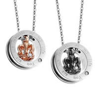 Stainless Steel Pendants, 316L Stainless Steel, Flat Round, plated, with rhinestone & two tone Approx 3-5mm 