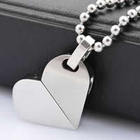 Stainless Steel Heart Pendants, 316L Stainless Steel, original color Approx 