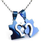 316L Stainless Steel Puzzle Couple Pendant, plated, for couple & two tone Approx 