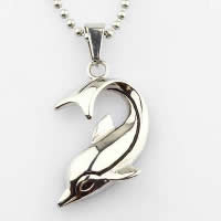 Stainless Steel Animal Pendants, 316L Stainless Steel, Dolphin, original color Approx 