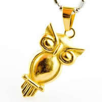 Stainless Steel Animal Pendants, 316L Stainless Steel, Owl, gold color plated Approx 