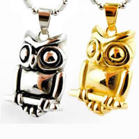 Stainless Steel Animal Pendants, 316L Stainless Steel, Owl, plated Approx 