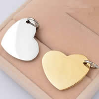 Stainless Steel Tag Charm, 316L Stainless Steel, Heart, plated Approx 3-5mm 