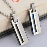 Stainless Steel Pendants, 316L Stainless Steel, Rectangle, plated, with rhinestone & two tone Approx 3-5mm 