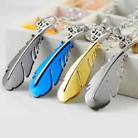 Stainless Steel Animal Pendants, 316L Stainless Steel, Feather, plated, with rhinestone Approx 