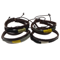 Cowhide Bracelets, with Linen, woven, multi-strand 9mm Approx 18 cm 