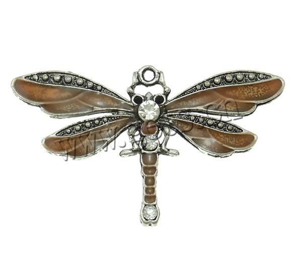 Zinc Alloy Animal Pendants, Dragonfly, plated, Customized & enamel & with rhinestone, more colors for choice, nickel, lead & cadmium free, 73x42x6mm, Hole:Approx 2.5mm, Sold By PC
