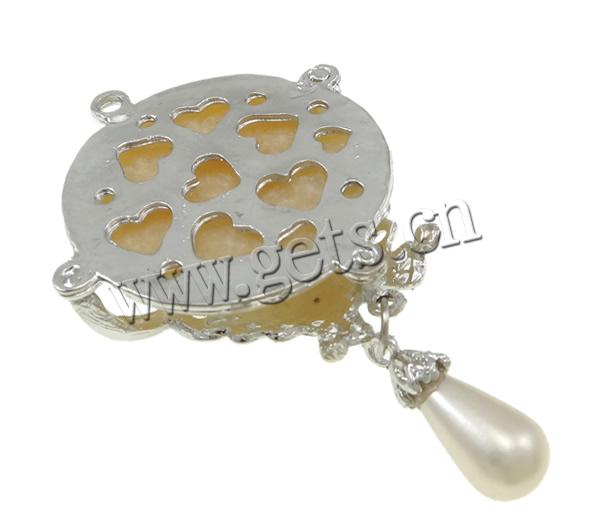 Resin Zinc Alloy Pendants, with Resin, Flat Round, plated, with glass pearl & with rhinestone, more colors for choice, nickel, lead & cadmium free, 46x74x12mm, Hole:Approx 3mm, Sold By PC