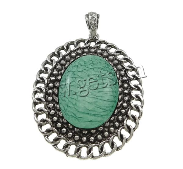 Resin Zinc Alloy Pendants, Flat Oval, plated, Customized & with rhinestone, more colors for choice, nickel, lead & cadmium free, 56x80x12mm, Hole:Approx 6x9mm, Sold By PC