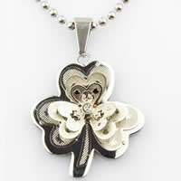 Stainless Steel Flower Pendant, 316L Stainless Steel, with rhinestone, original color Approx 