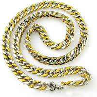 Stainless Steel Chain Necklace, 316L Stainless Steel, plated, curb chain & two tone, 9mm Approx 20 Inch 