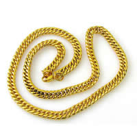 Collar de cadena de acero inoxidable, acero inoxidable 316L, chapado en color dorado, cadenilla, 8mm, longitud:aproximado 20 Inch, Vendido por Sarta