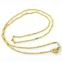 Collar de cadena de acero inoxidable, acero inoxidable 316L, chapado en color dorado, cadena de la barra, 1mm, longitud:aproximado 20 Inch, Vendido por Sarta