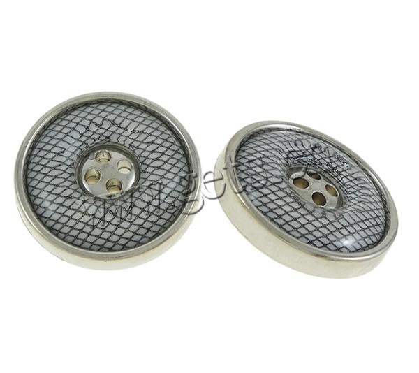 4 Hole Plastic Button, ABS Plastic, with Resin, Flat Round, UV plating, different size for choice, Sold By Bag