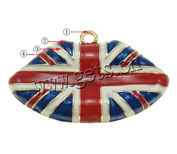 Zinc Alloy Lip Pendant, plated, Customized & enamel, more colors for choice, nickel, lead & cadmium free, 68x42x7mm, Hole:Approx 4.5mm, Sold By PC