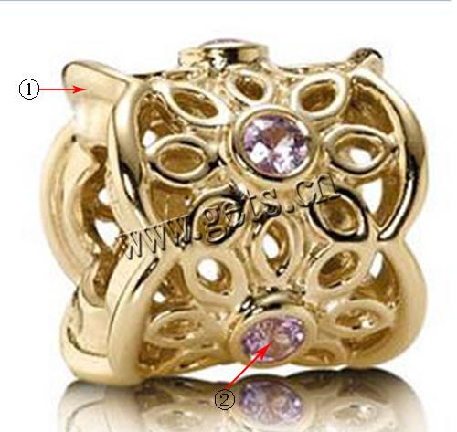 Rhinestone Zinc Alloy European Beads, Drum, plated, Customized & without troll & with rhinestone, more colors for choice, 9x11mm, Hole:Approx 5.5mm, Sold By PC